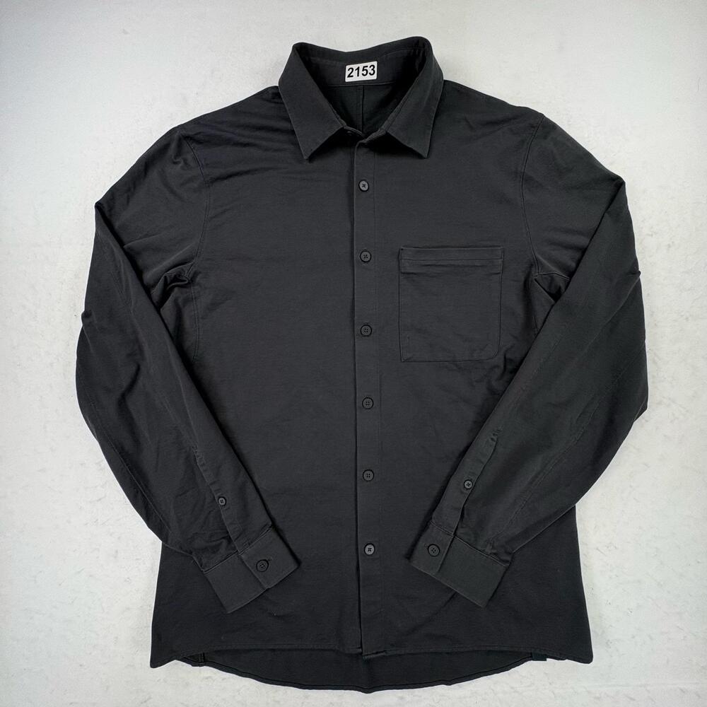 Lululemon Shirt Mens Large Gray Solid Long Sleeve Button Up Woven Casual Top